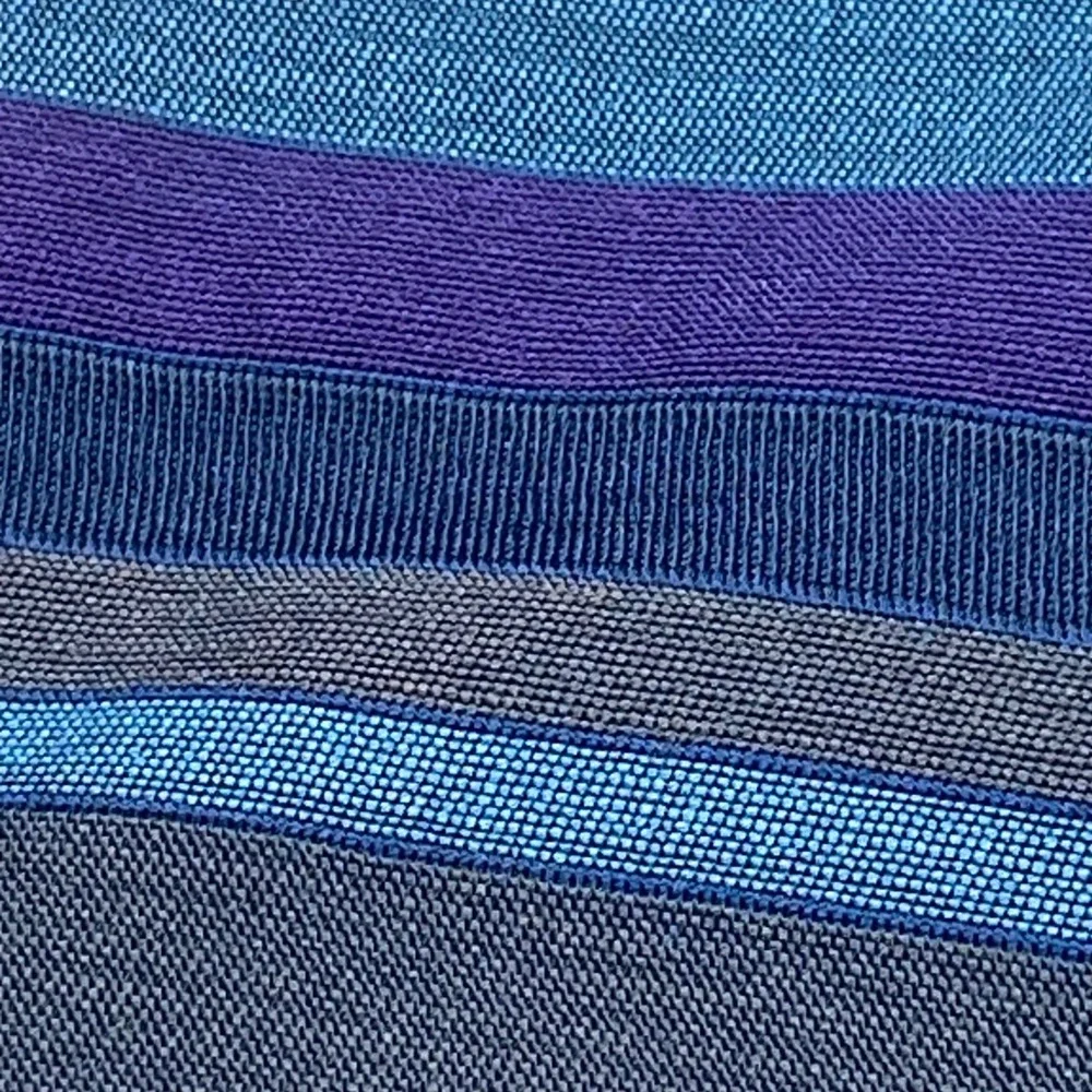 B.J. Ernst Vintage 60s Striped Tie Necktie Blue Purple Grey Wool Blend Union USA